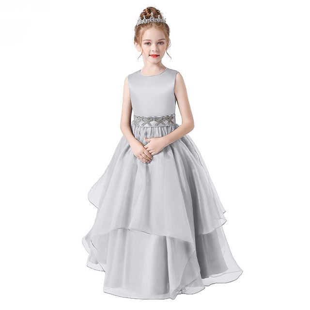 YUEGEE YG-01 silver gray lace bodice, tulle skirt, sleeveless