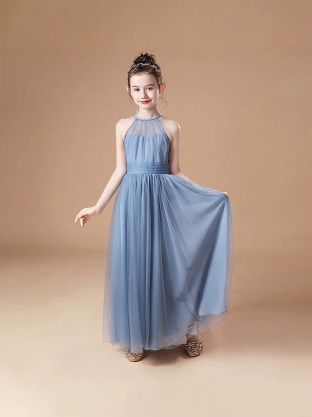 YUEGEE YG-02 royal blue sequin bodice, tulle skirt, floor-length