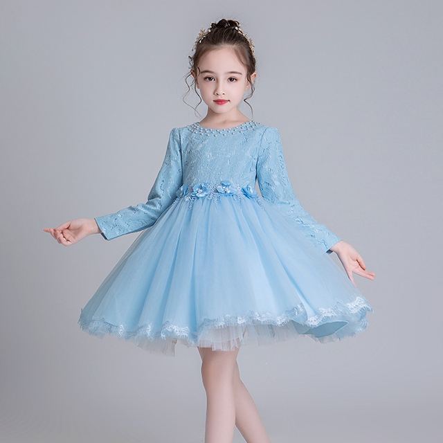 YUEGEE YG-18 royal blue puff sleeve, satin, knee-length