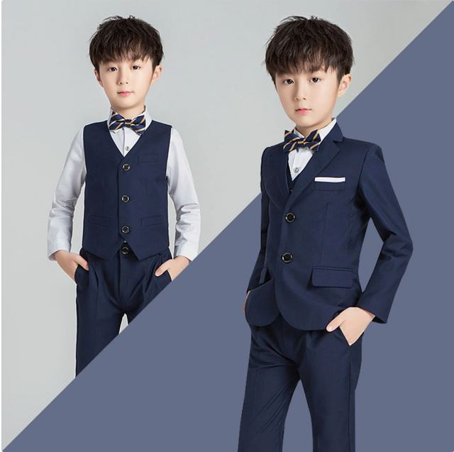 YUEGEE YG-31 navy three-piece suit, bow tie, formal